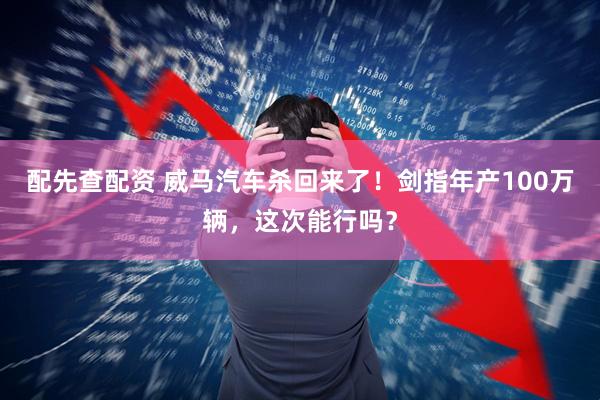 配先查配资 威马汽车杀回来了！剑指年产100万辆，这次能行吗？